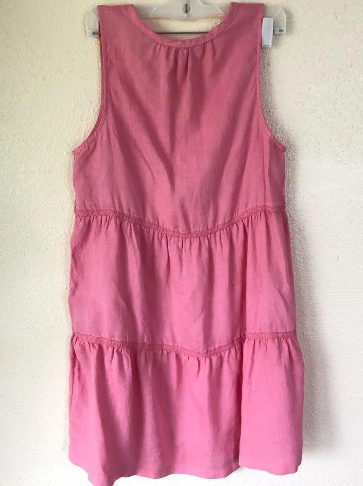 NEW Lucky Brand Pink Tiered Linen Sleeveless Dress Women’s Size Medium - Image 7