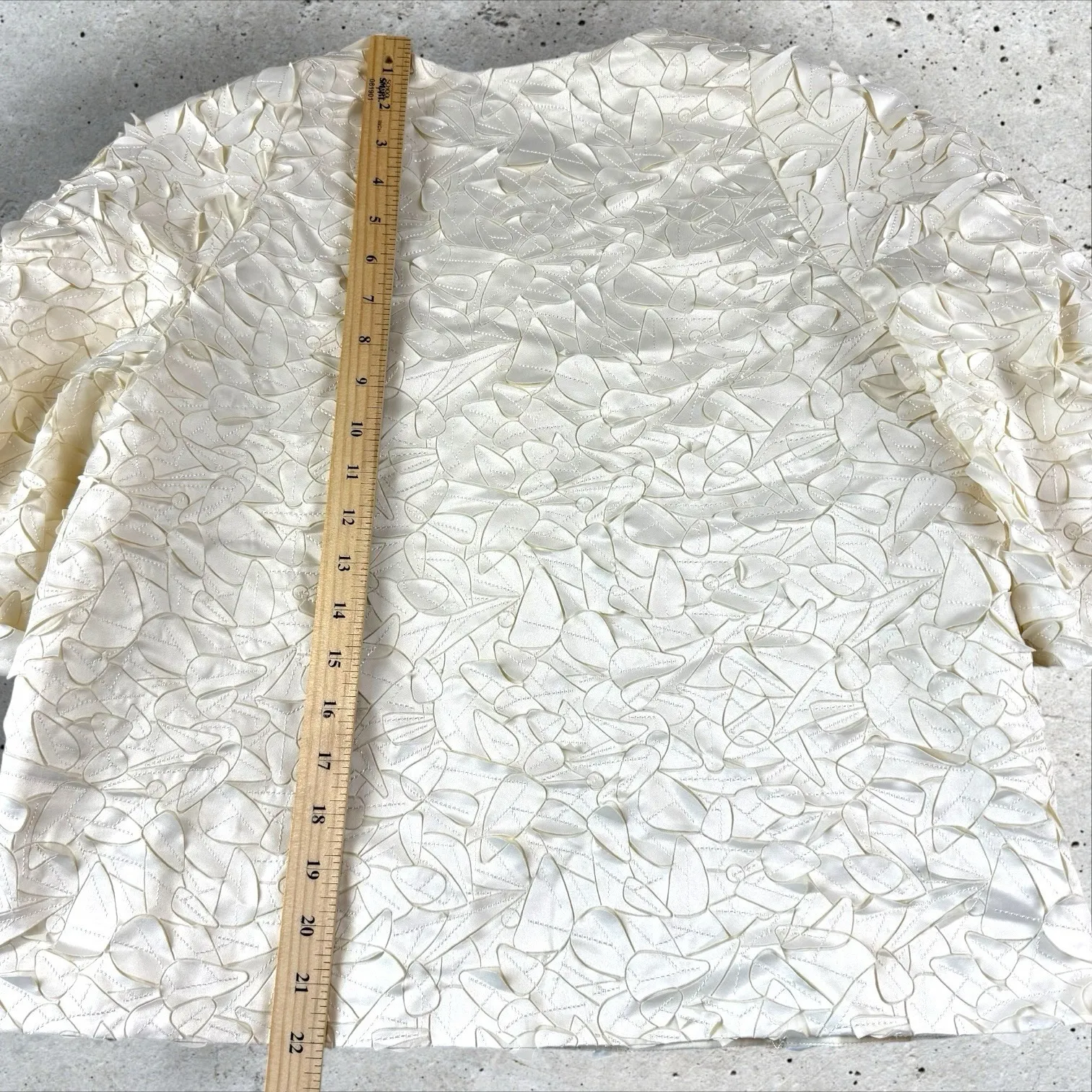 COS Women's Cotton Appliqué‎ 3D Puff 3/4 Sleeve Evening Jacket Sz 10 Snap Front - Image 8