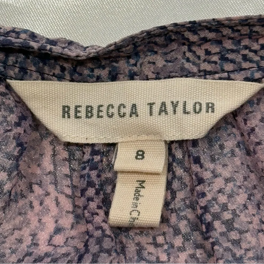 Rebecca Taylor Static Ruffle Hem Silk Sleeveless Top Size 8 Purple Chic Peplum - Image 7