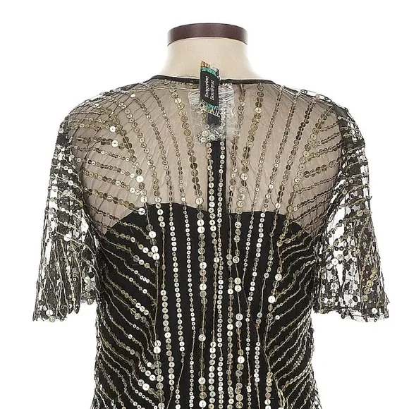 Jen’s Pirate‎ Booty Black Gold Sequin Mesh Mini Dress XS Art Deco - Image 7