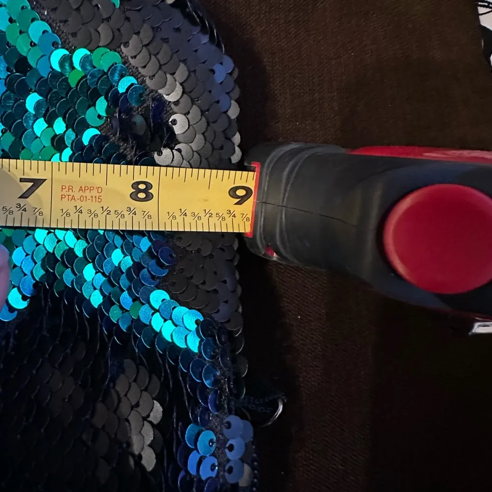 Wild Fable Flip Purple Blue Sequence MiniSkirt With blue green black Purse Sz XS - Image 15