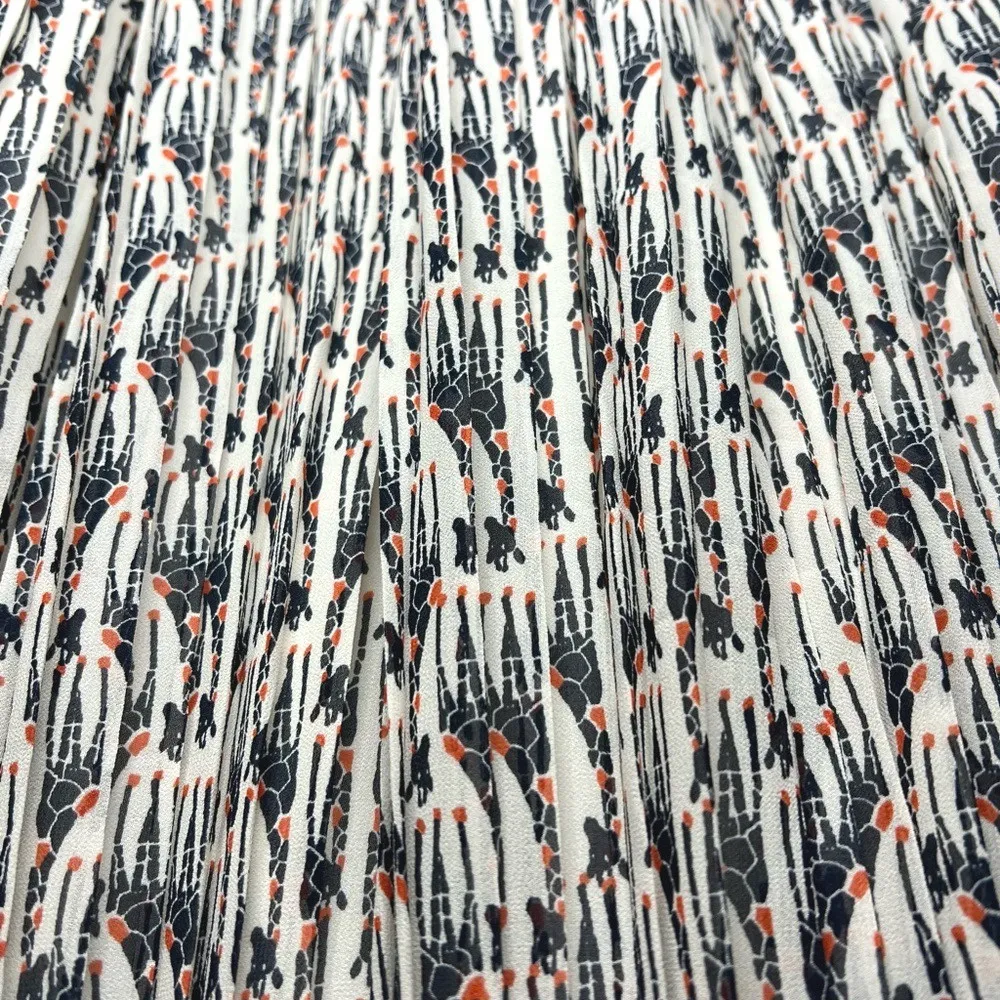 G.H. Bass & Co. Giraffe Print Pleated Midi Skirt Navy Orange White Size 10 NWT‎ Blue - Image 2