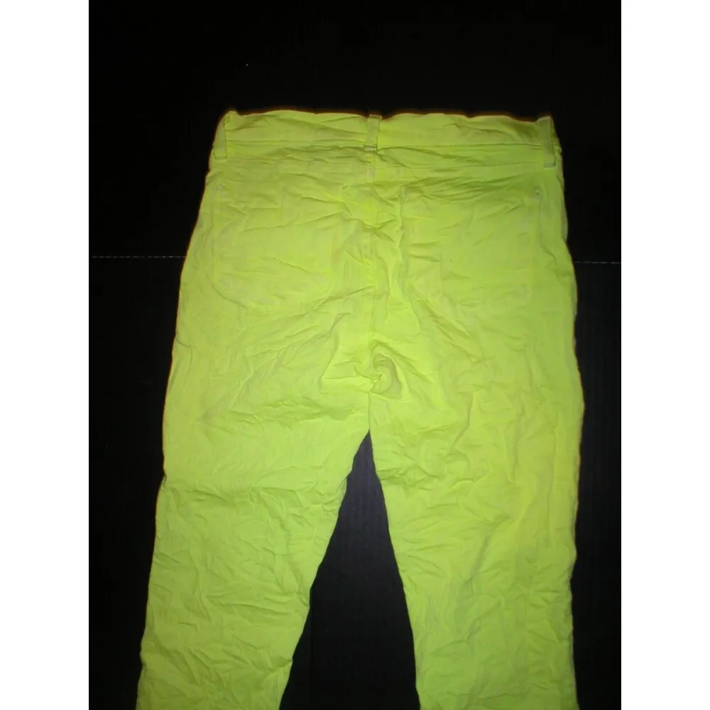 New $423 Womens J Brand Designer Christopher Kane Crinkle Neon Yellow 28 Jeans - Image 2