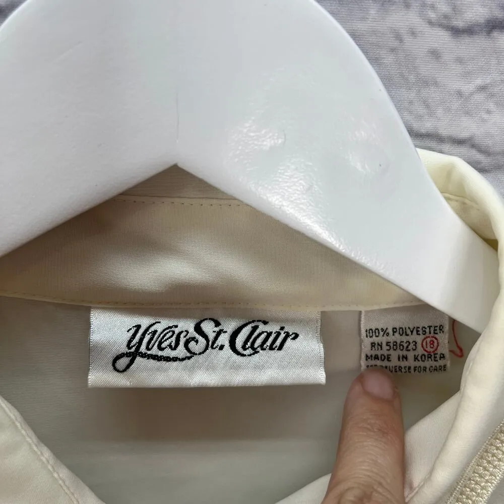 Vintage Yves St Clair Ivory White Embroidered Blouse Size 18 Eyelet Pleats - Image 4