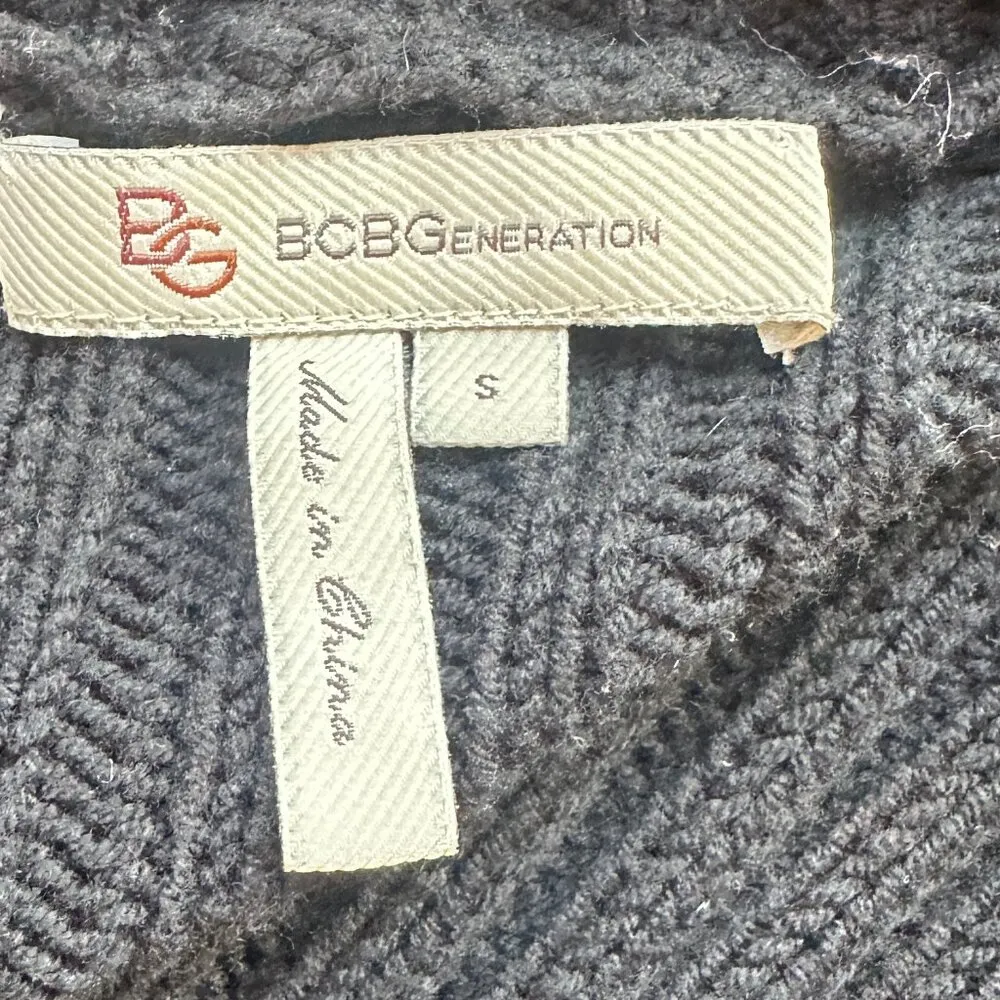 BCBGeneration  Black Cable Knit Tie Front Cardigan Sweater size small - Image 11