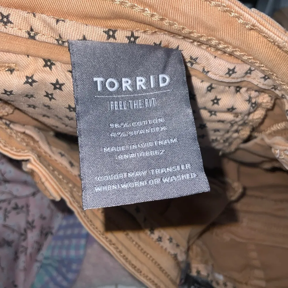 Torrid Mustard Distressed Washed Out Button Fly Cuffed Stretch Denim Shorts 14 - Image 6