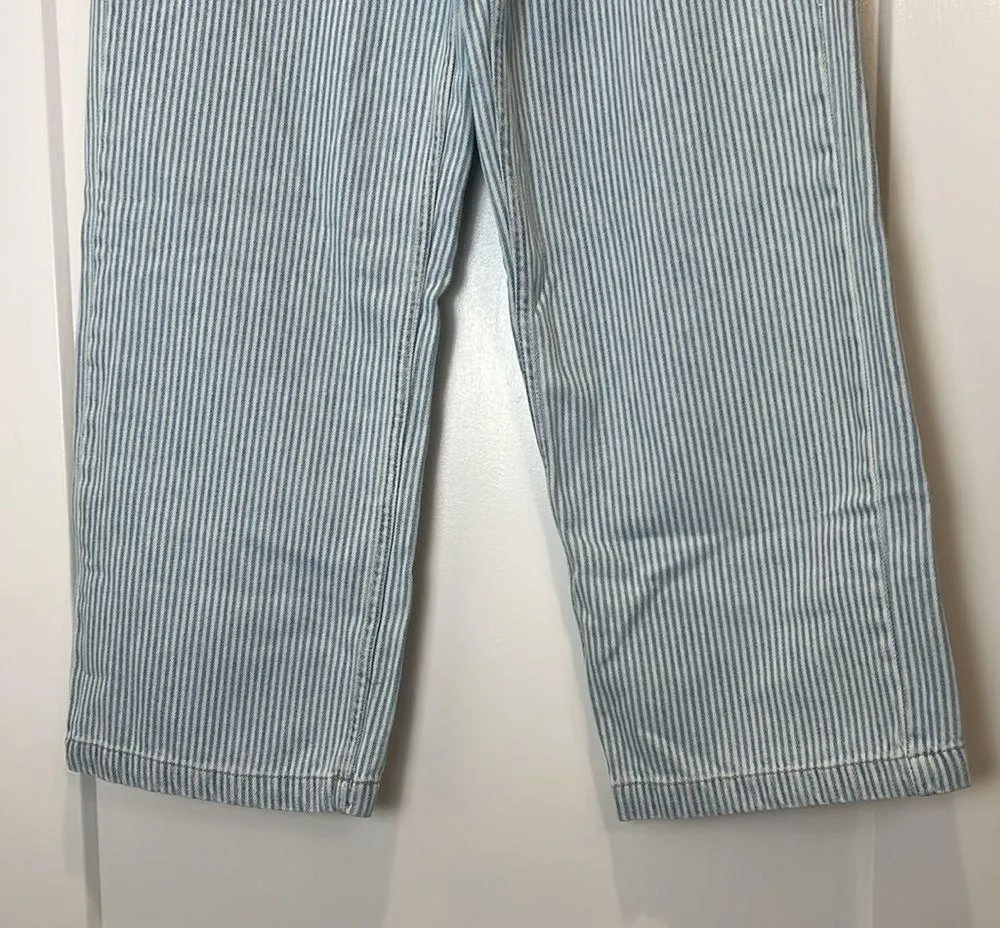 Mango denim Light Blue striped Culotte cropped/mid waist jeans size 4. NWT! - Image 3