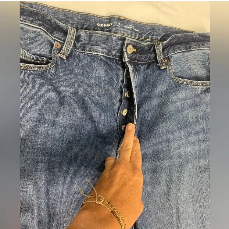 Old Navy high rise slouchy straight button fly 100% cotton denim jeans 14 - Image 4