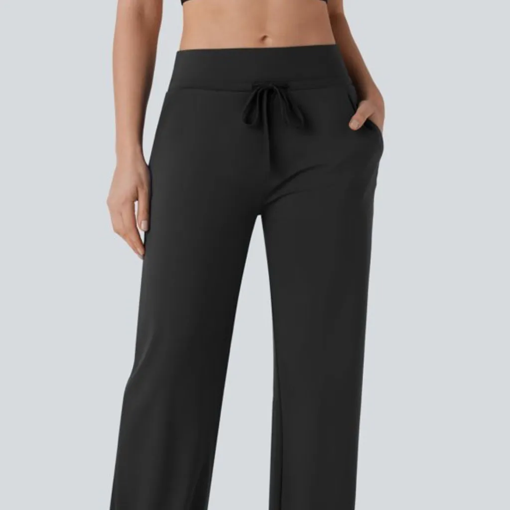 Halara NWT  softly zero mid rise drawstring straight tapered leg cool touch yoga - Image 3