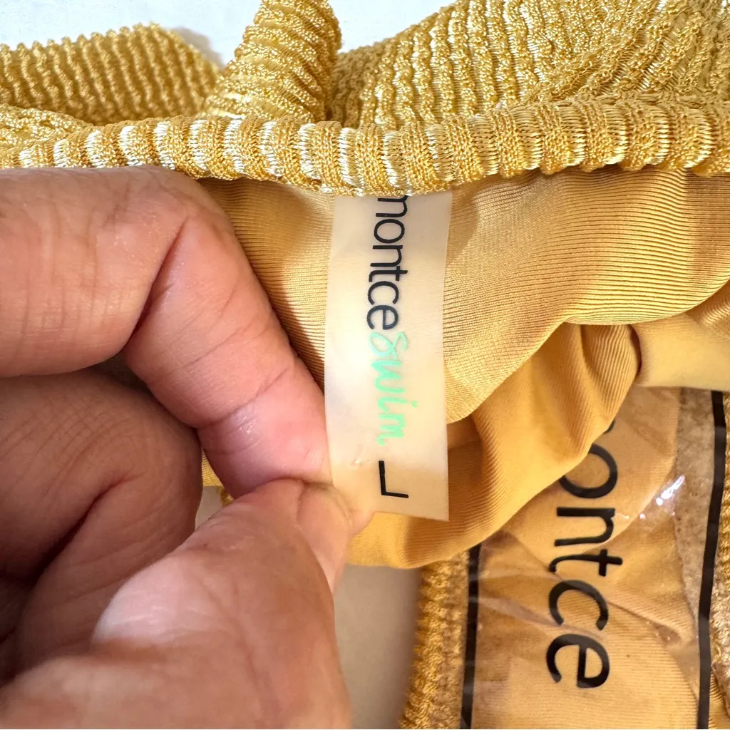 NWOT Montce Goldie Tamarindo Ruffle Bikini Bottoms w/ Hygenic liner size Large Gold - Image 8