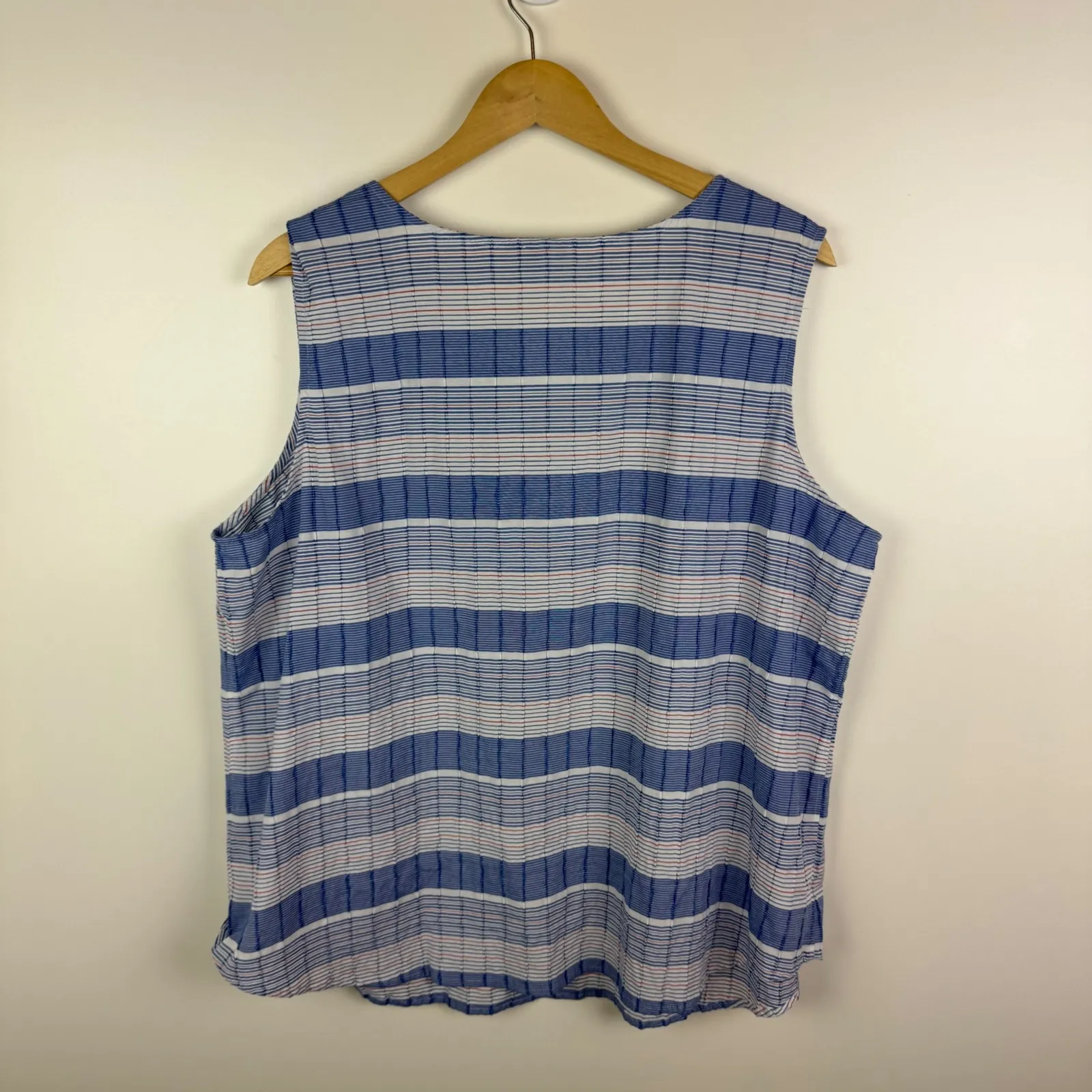 Talbots Sleeveless Striped Blouse Size 2X Tassel Cotton‎ Nautical Coastal Preppy - Image 4