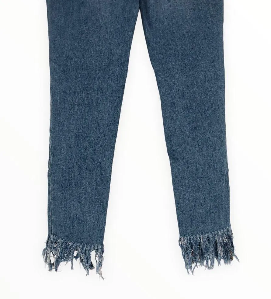 We the Free Great Heights Distressed Frayed In Sky Skinny Jeans Cropped size 26 - Image 11
