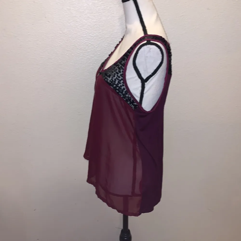 Studio Y purple sheer sequined zip up sleeveless blouse - Image 5