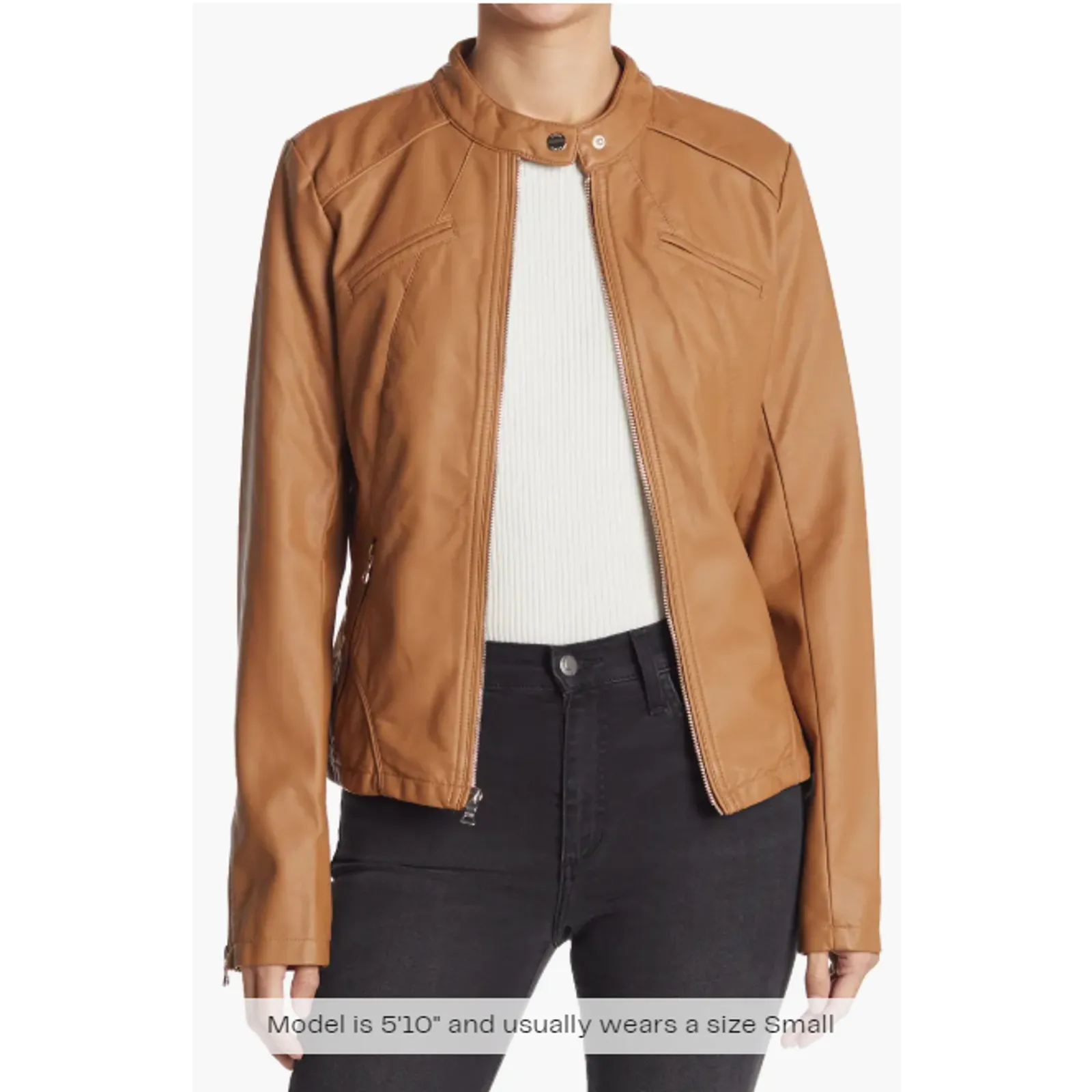 Guess Faux‎ Leather Racer Jacket Size XS - Image 3