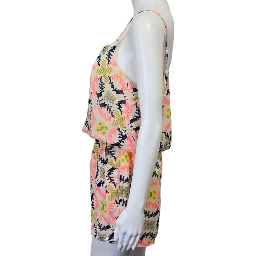 Liberty Love  Blue & Yellow Tribal Blouson Caged Romper Size Large - Image 3