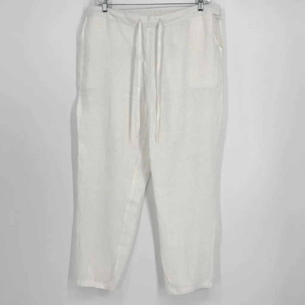 Iximo 100% Linen Paperbag Pants Women’s Size XXL in White NWOT! - Image 2