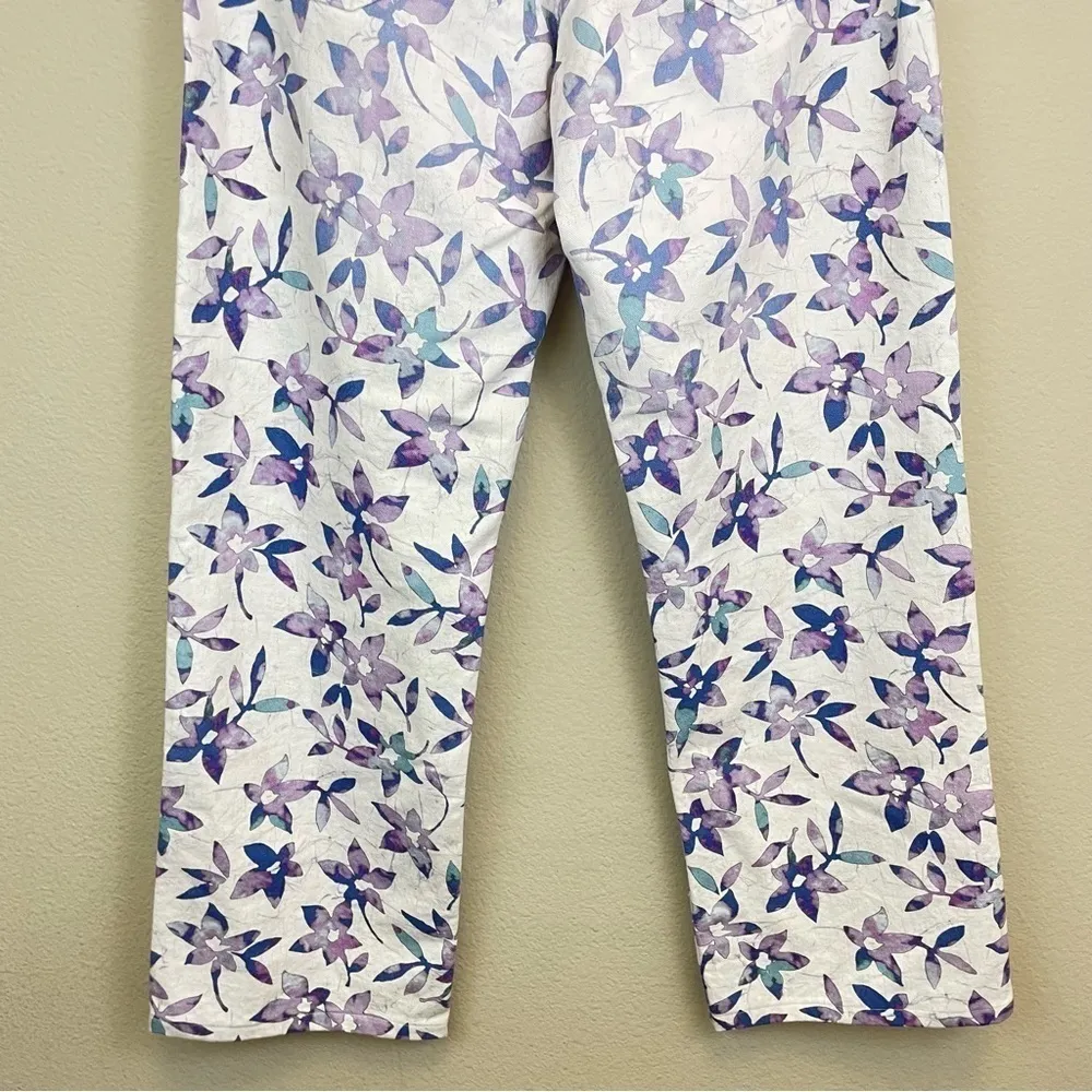 Isabel‎ Marant Floral High Rise Straight Leg Jeans Ecru Size 42/10 - Image 9