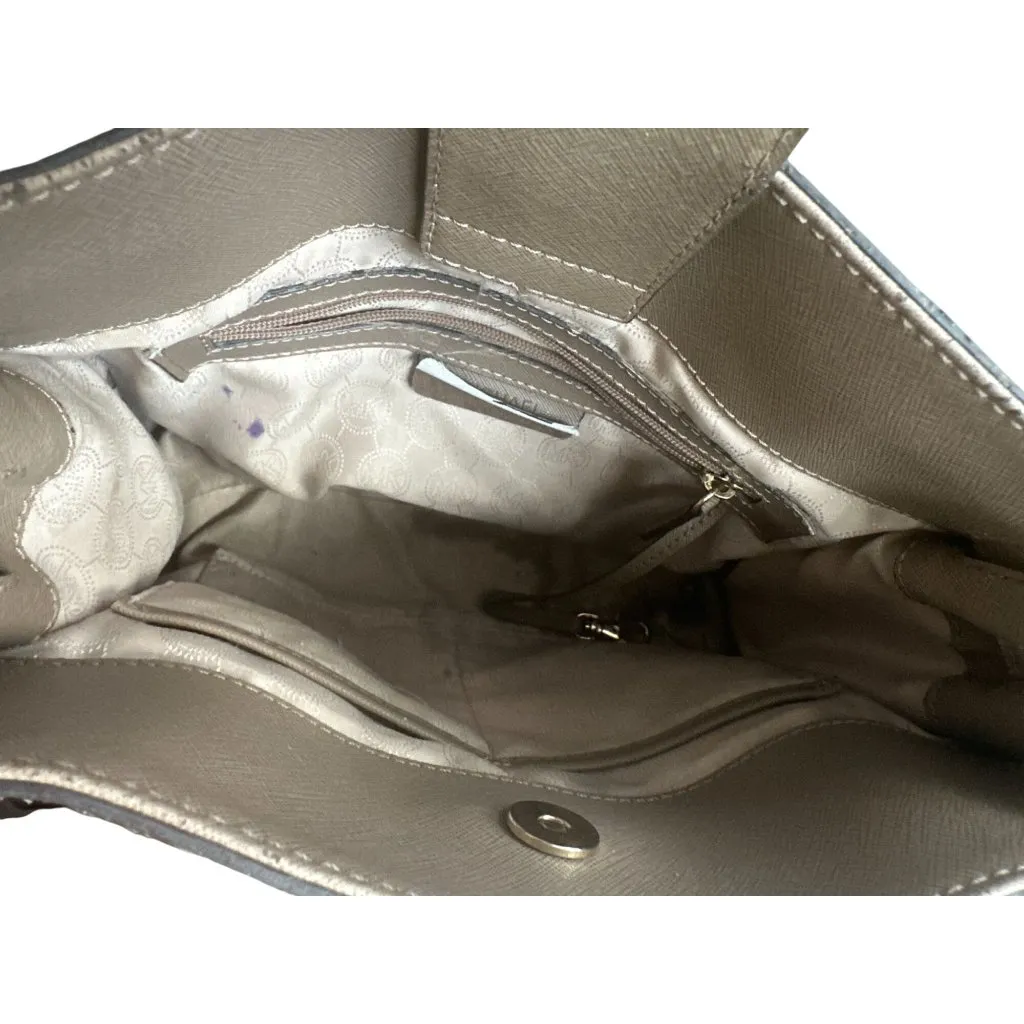 MICHAEL KORS Taupe Saffiano Leather East West Medium Satchel Handbag - Image 12
