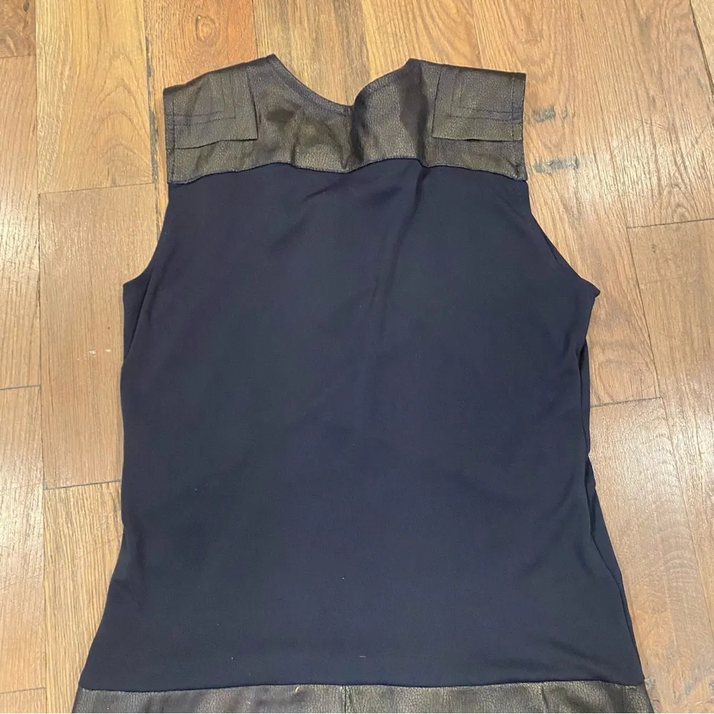 Charming Girl Womans Navy Blue Faux Leather Dress Size Large - Image 8