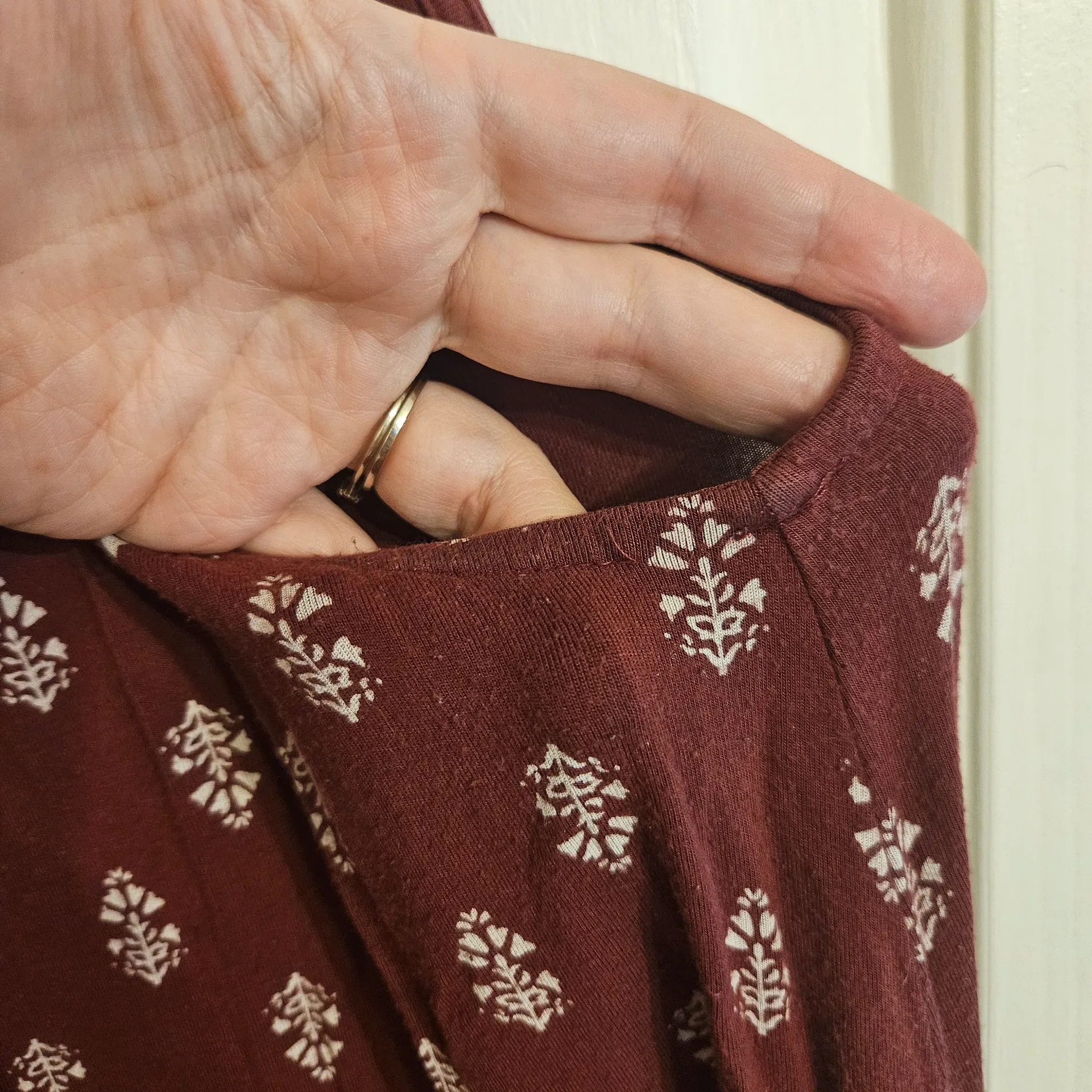 Old Navy Burgundy Patterned Sleeveless Swing Dress Sz L - Image 6