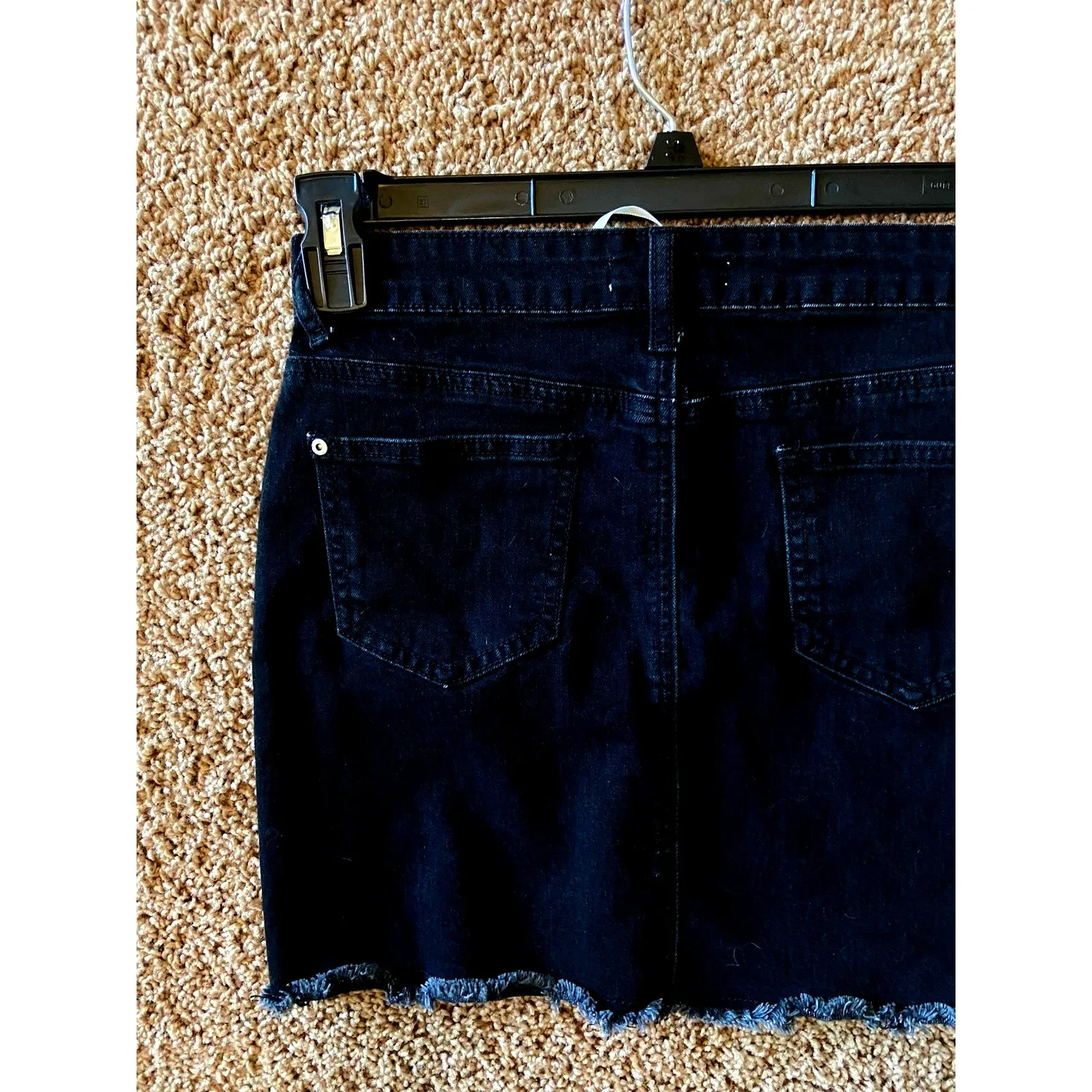 Canton Walker Black Denim Distressed Hem Jean‎ Mini Skirt XS Festival Western - Image 5