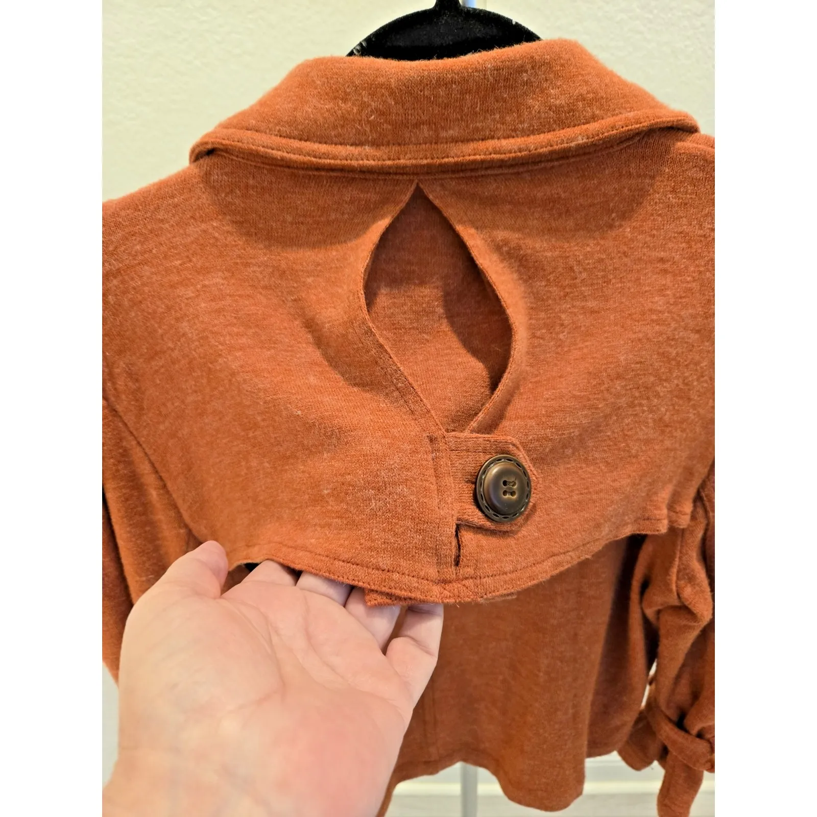 American Rag Women's L Double-Breasted Peplum Sweater Jacket Rust Orange - Image 4