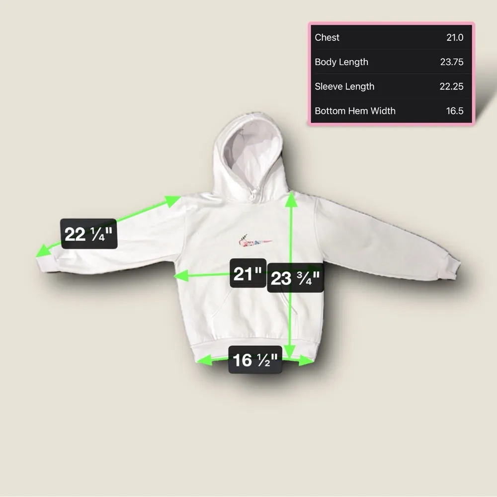 Nike Embroidered Floral Center Swoosh Women’s White Hoodie - Image 5