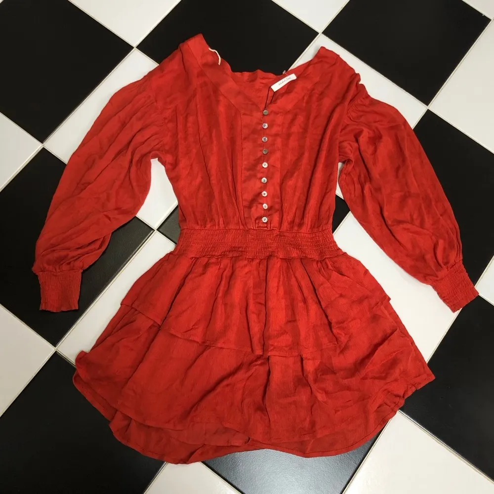 NWT  Boho Peasant Dress Smocked Burnt Orange Terracotta Mustard Seed size M - Image 6