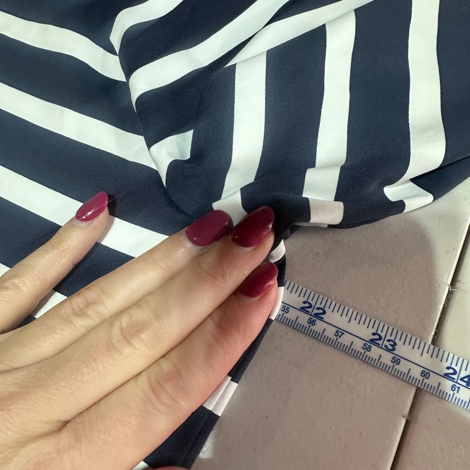 Talbots Jersey Knit Navy White Striped Square Neck 3/4 Sleeve Top Size XL - Image 6