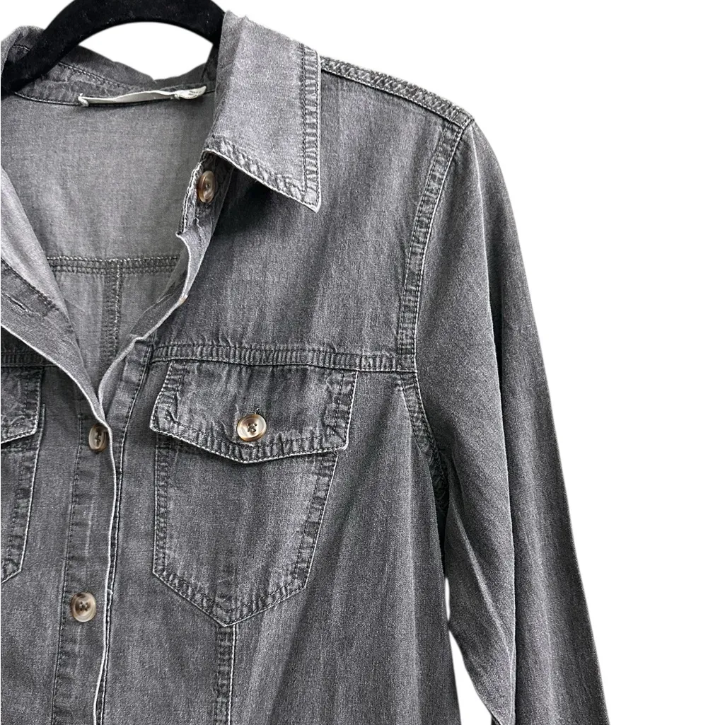 Ellison Gray Chambray Denim Shirt Dress Midi Long Sleeve Size Small - Image 6
