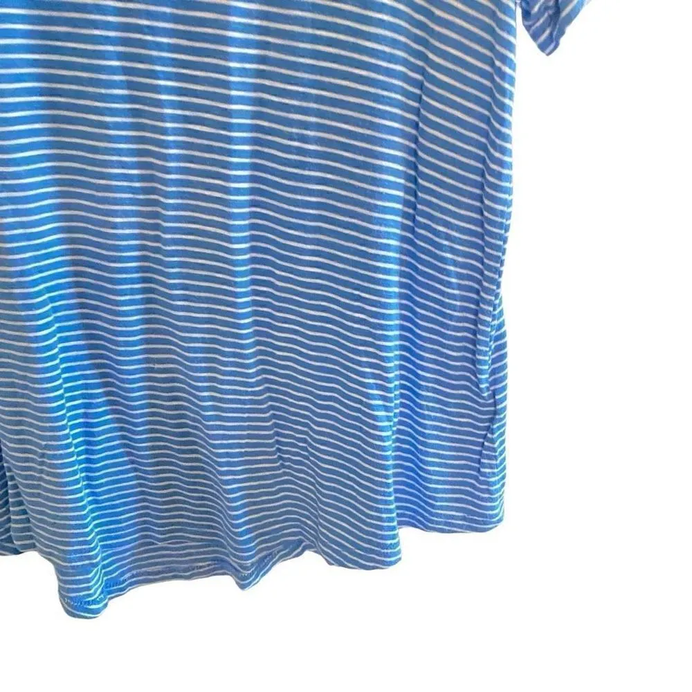 Old navy short sleeve striped blue white luxe large blouse - Image 2