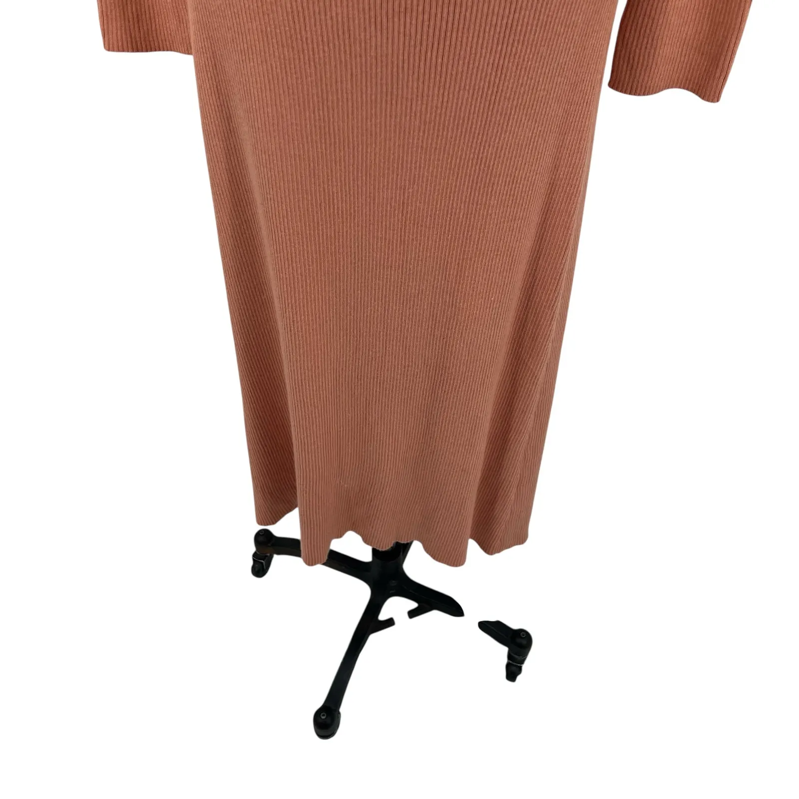 Zara Skirt Set Sweater Knit Ribbed Mock Turtleneck Asymmetric Hem‎ Pink Large - Image 7