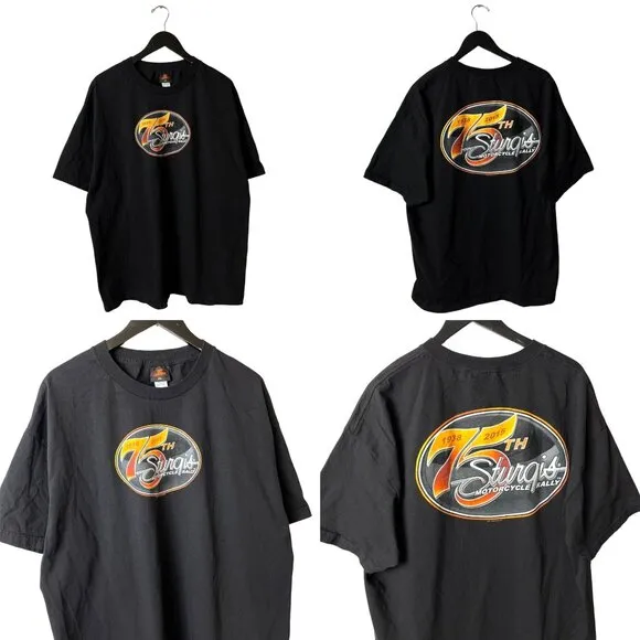2014 75th Sturgis Motorcycle Rally T Shirt Extra Large XL Black Graphic Tee Size undefined - Image 2