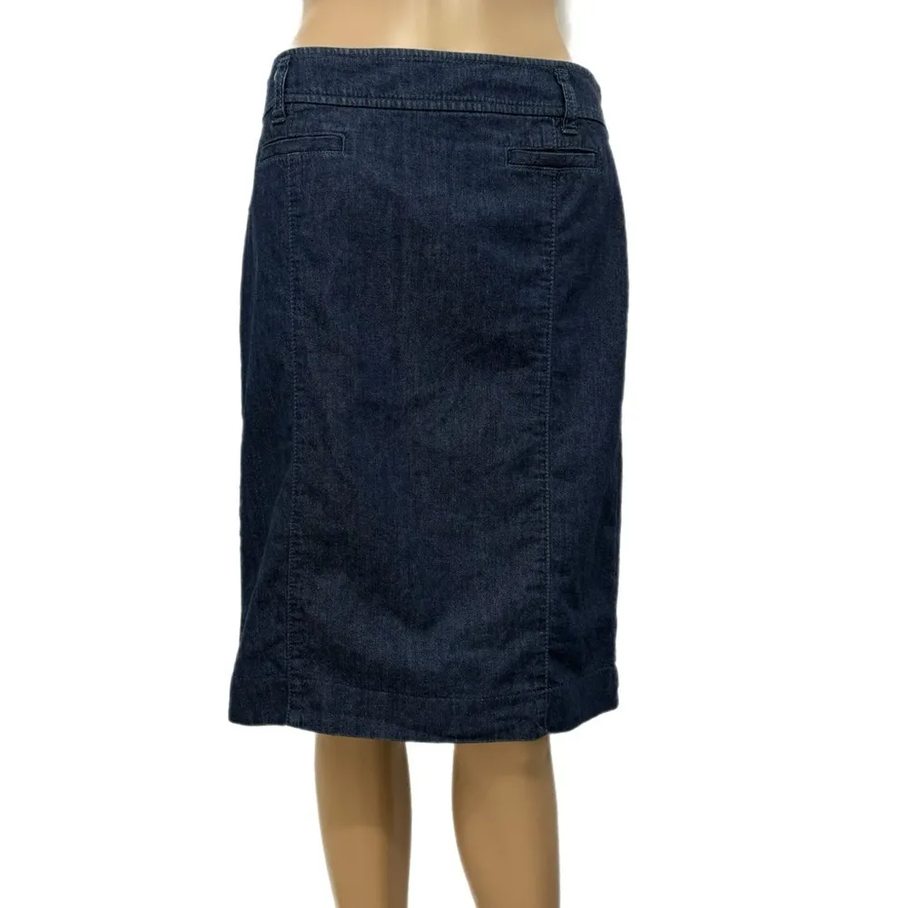 Ann Taylor Jean Skirt Womens Sz 4 Straight Pencil Dark Denim Knee Hem City Chic - Image 3