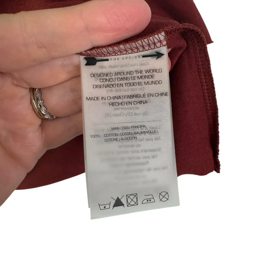 THE UPSIDE Logo Frill Muscle Tee Shirt Tank Maroon Ruffle Arrow‎ Sleeveless 12 Red - Image 7