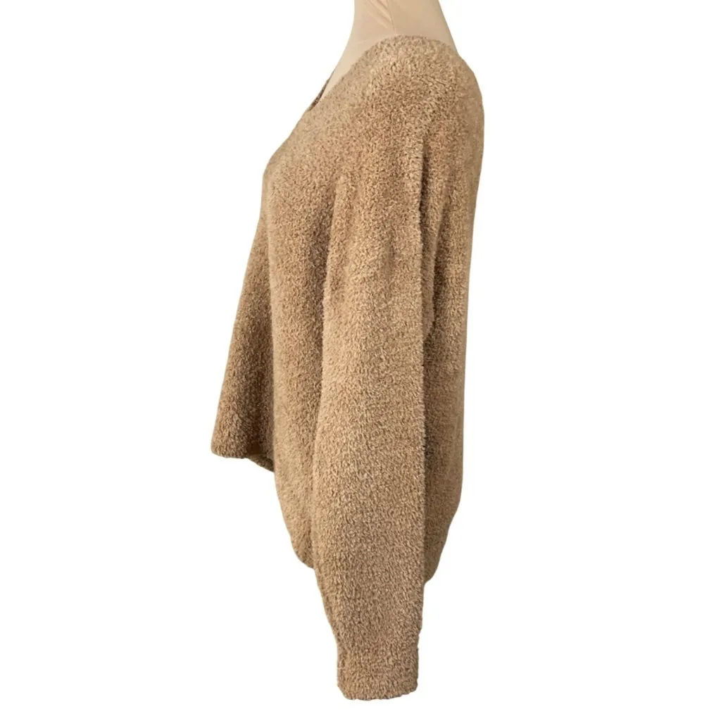 Stars Above Fuzzy Pullover Tan XL Extra Large Scoop Neck Soft - Image 2