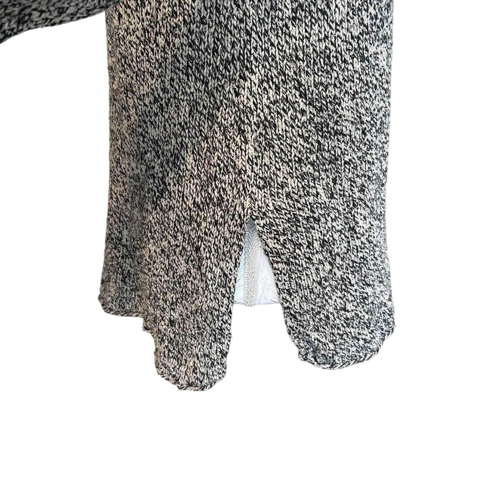 JJill Black White Marled Silk Sweater Womens Sz Small Plunging V Neck Loose Fit - Image 9