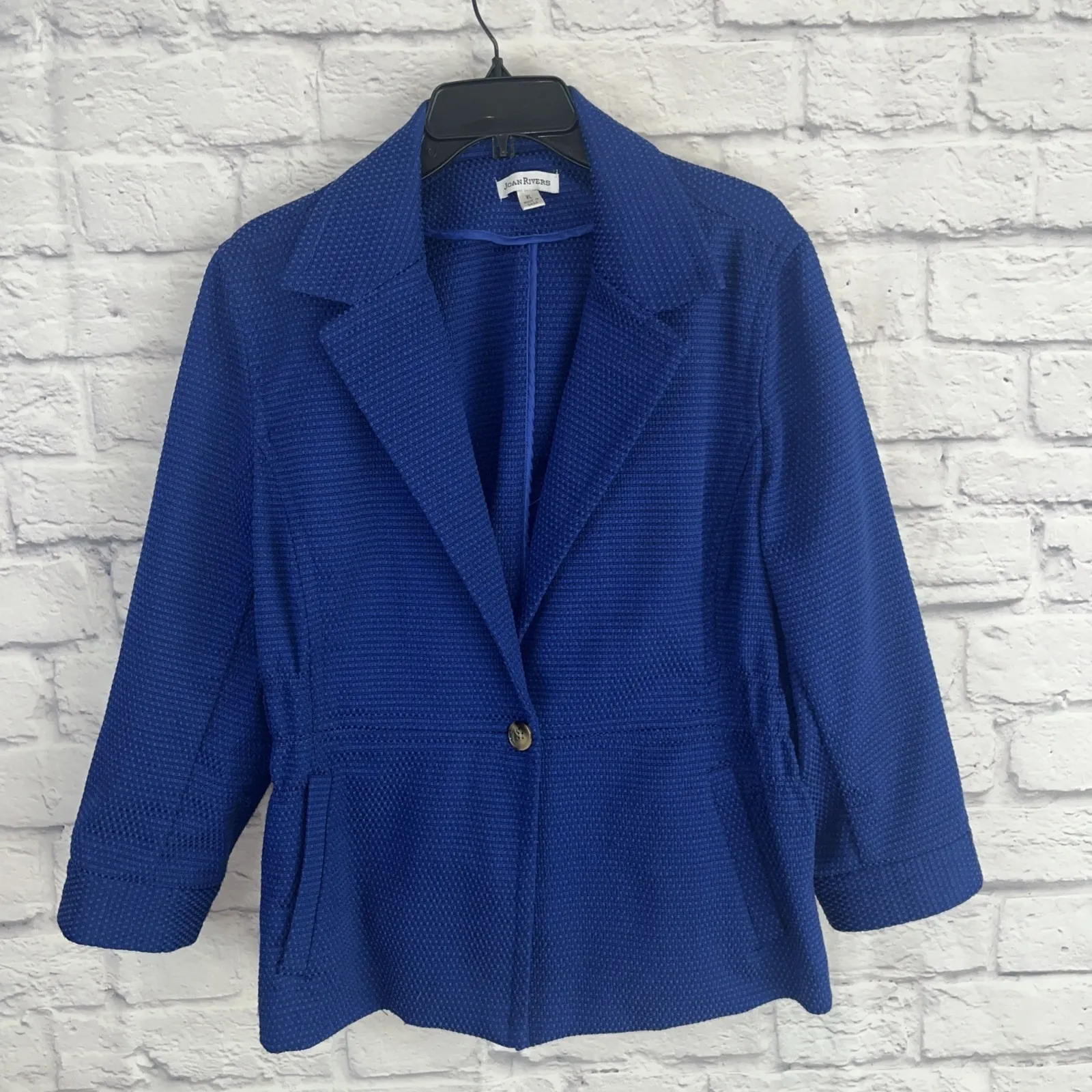Joan Rivers Contemporary Chic Textured Royal Blue 3/4 Sleeves Blazer Size XL - Image 7