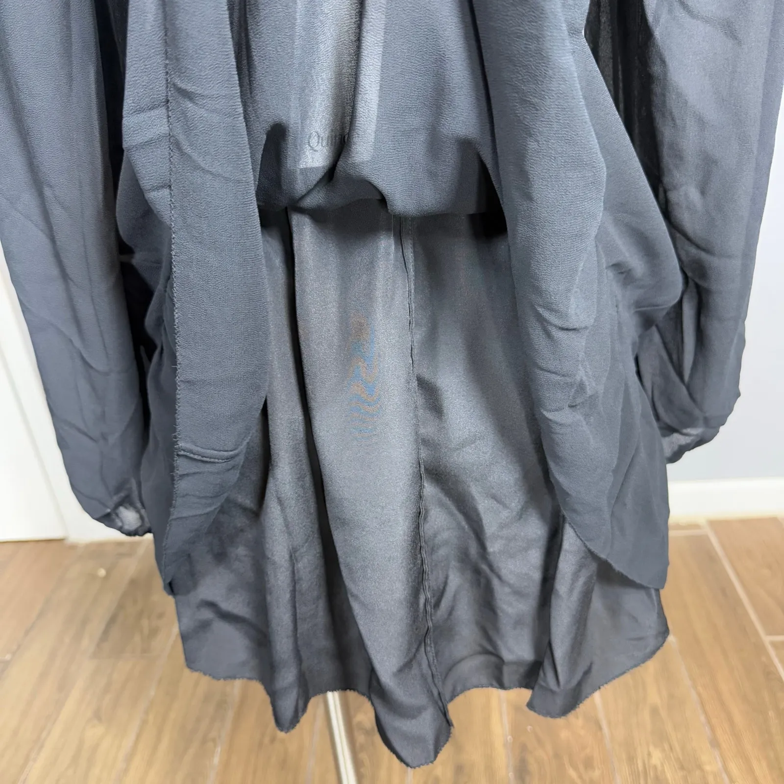 Quince Chiffon Smoked Mini Dress, Black, S - Image 4