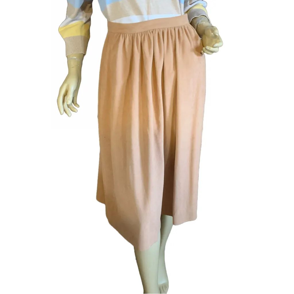 VINTAGE 1980'S P.H.M. SPORTSWEAR CAMEL FAUX SUEDE FEEL SKIRT SUIT (16) Tan - Image 7