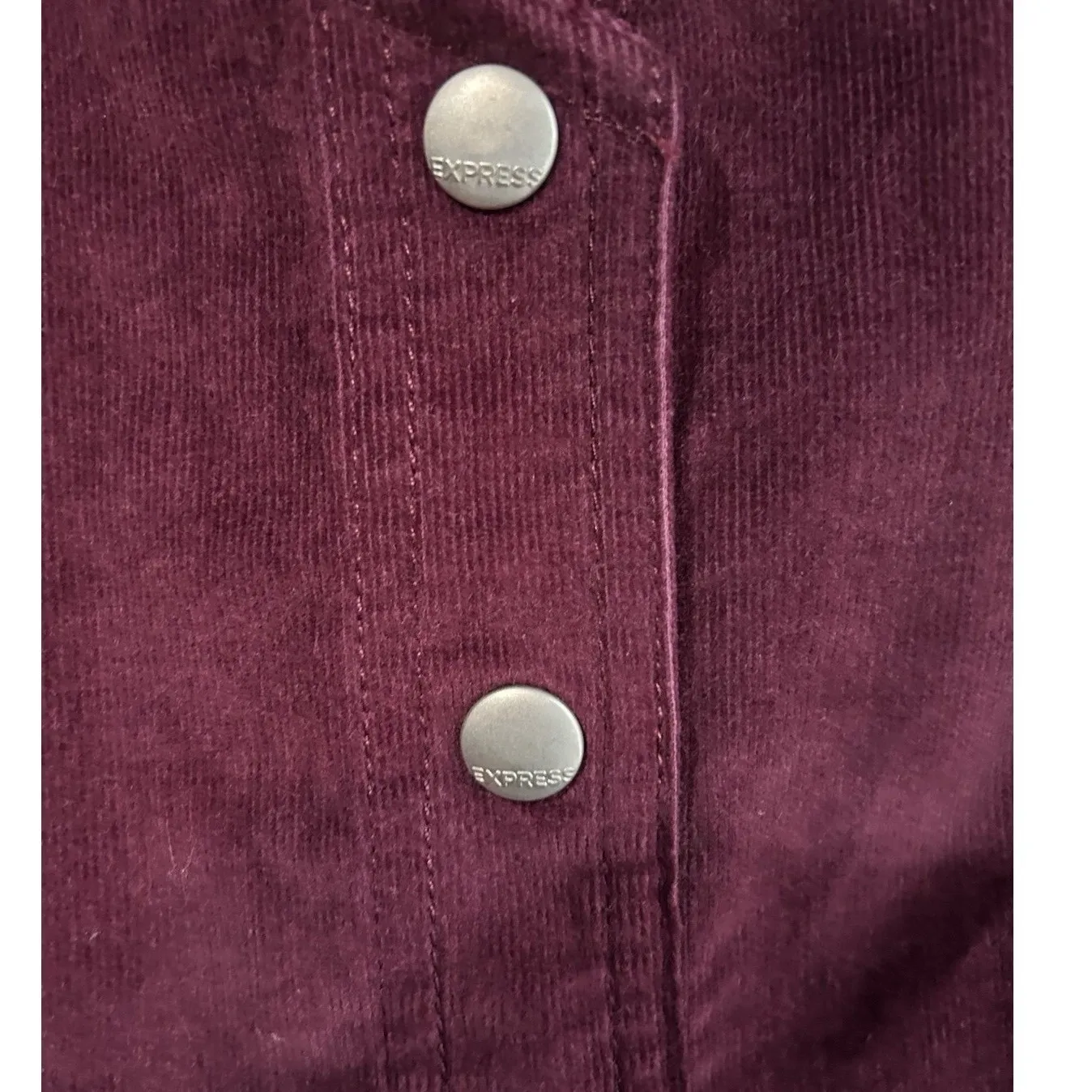 EXPRESS Women Medium Corduroy Button Front Pinafore Burgundy Dress  Retro 70s - Image 3
