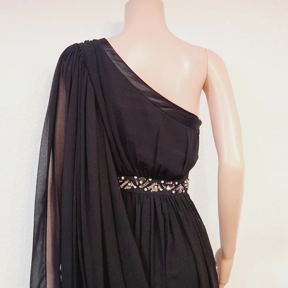 bebe One Shoulder Greek Sleeve Bubble Party Dress Sz XS - Image 7