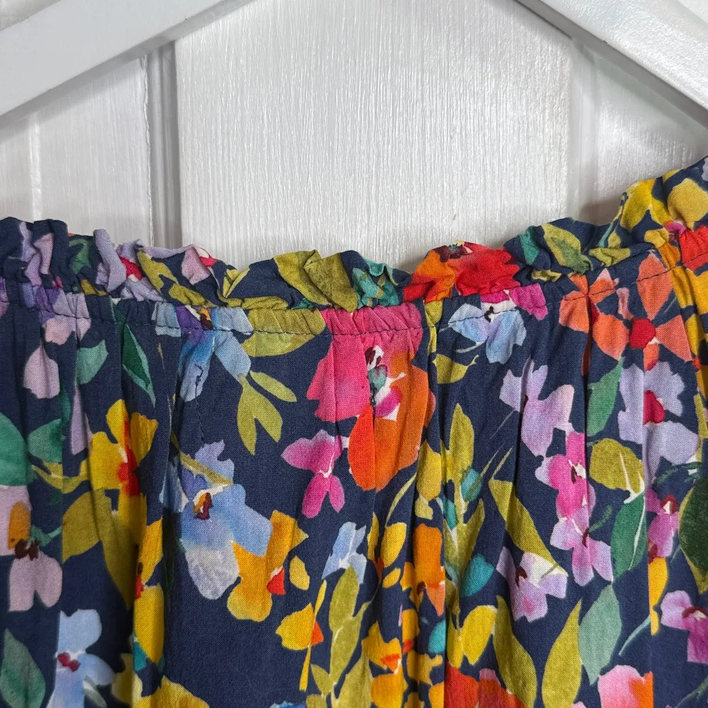 Velvet Long-Sleeve Floral Bright Color Flowy lightweight Blouse Top W1904 Sz M - Image 9