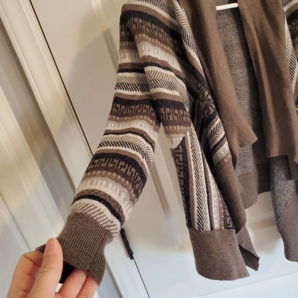 Garnet Hill Wool Knit Striped Cardigan Sweater Waterfall Open Front Size Small - Image 2