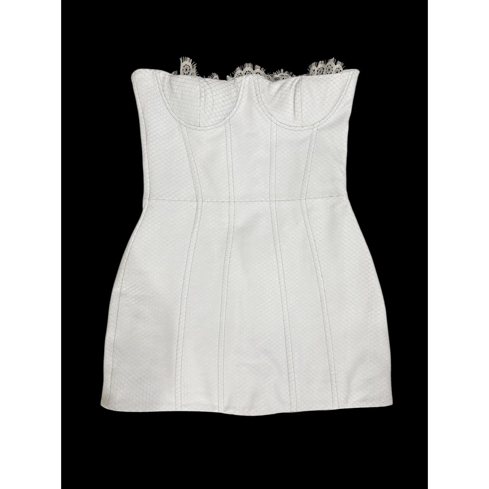 Retrofête Amberly Leather Strapless Mini Dress Optic White Size M Size M - Image 7