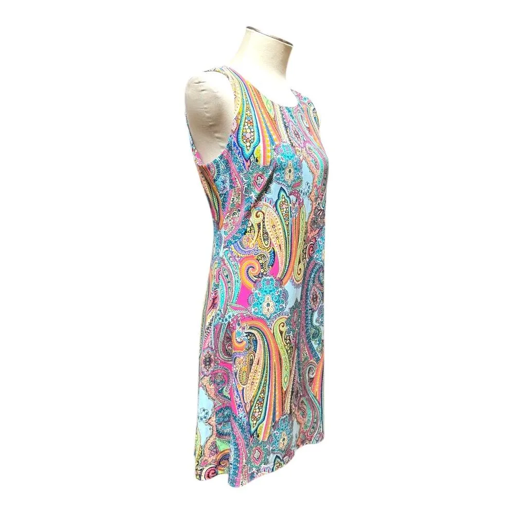 Tommy Hilfiger Paisley Sleeveless Dress Blue Pink Green 8 - Image 7