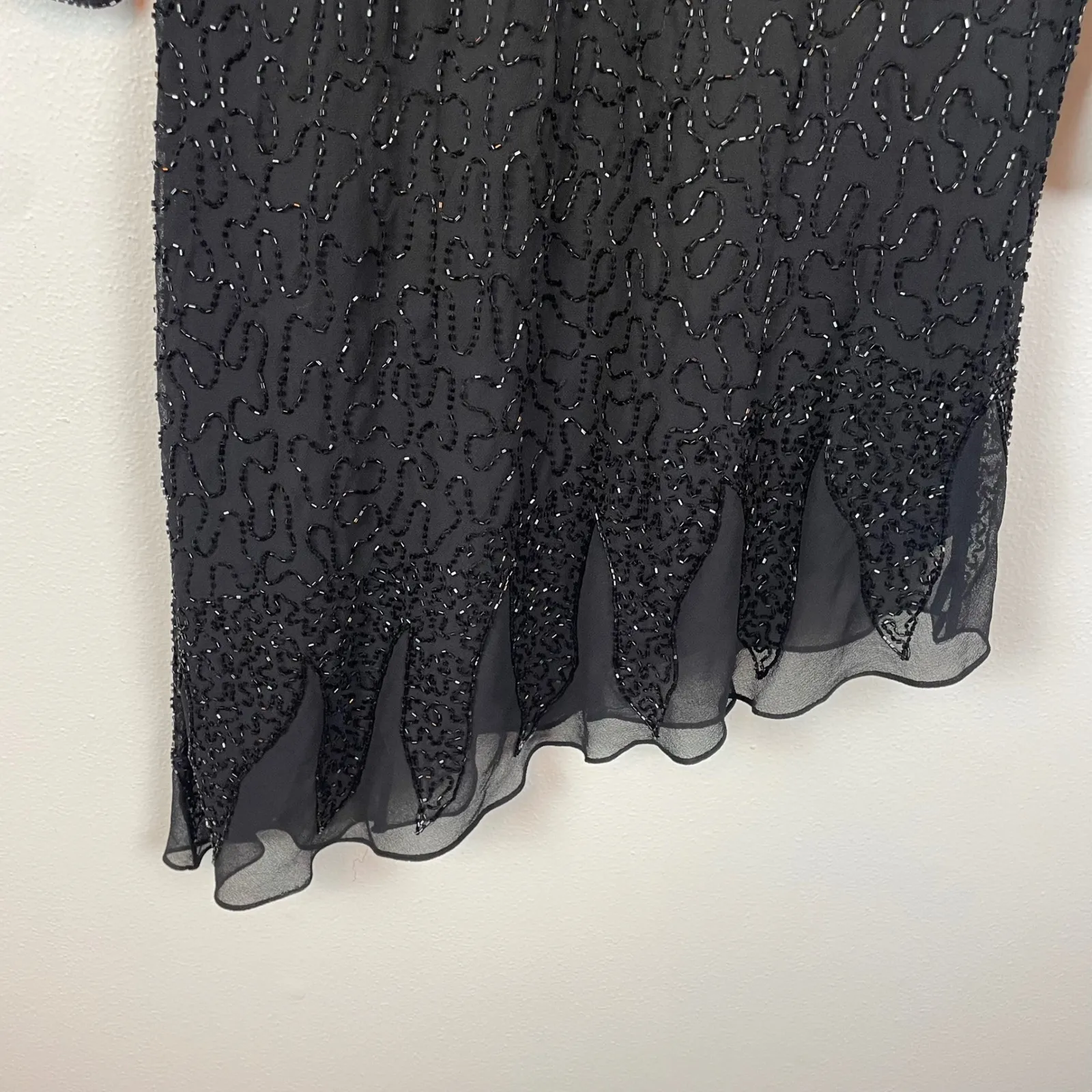NOS VTG Jessica London Black Fully Beaded Sheer Sleeve‎ Cocktail Party Dress 16W - Image 5