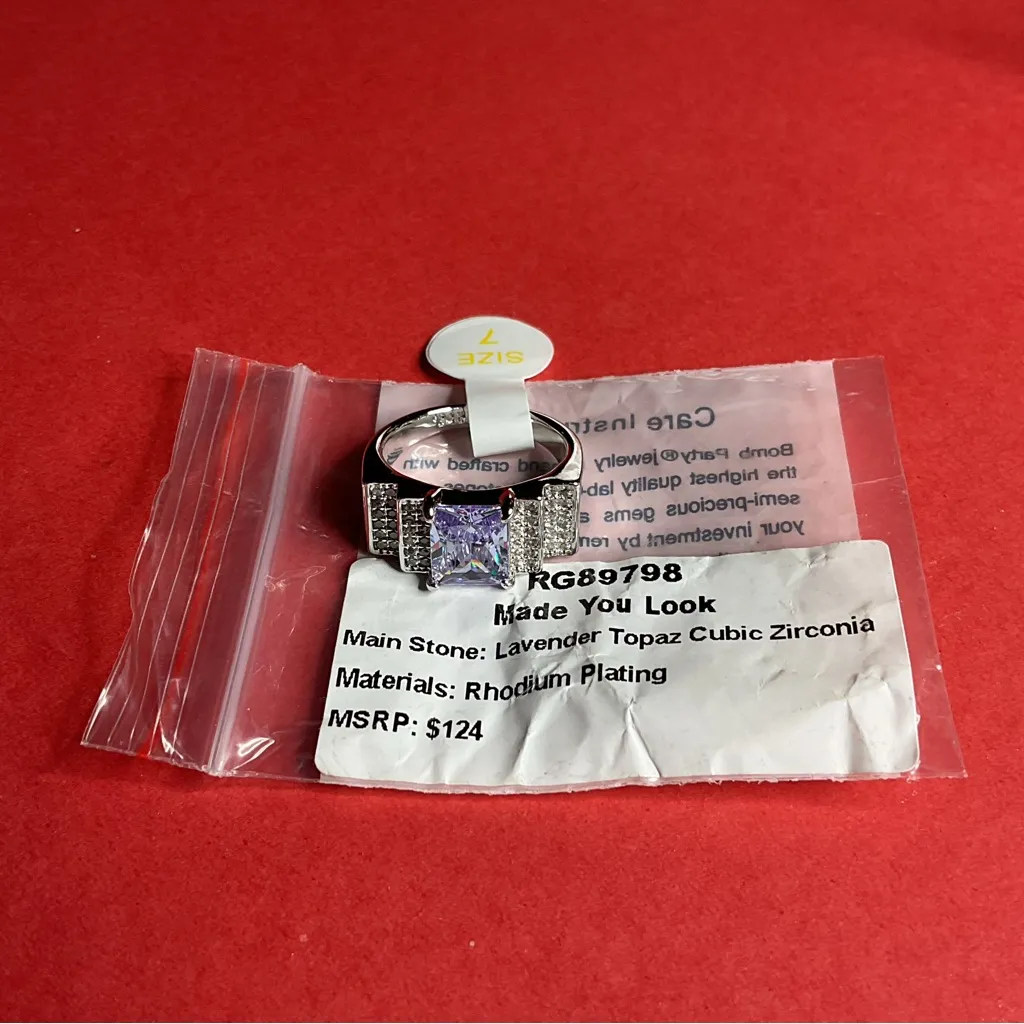 Bomb Party RG89798 “Made You Look” Cubic Zirconia on Rhodium Size 7 Ring NWT Silver - Image 5