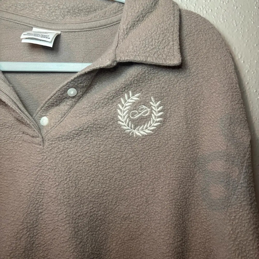 PINK REVERSE FLEECE CROPPED POLO SWEATSHIRT - Image 4