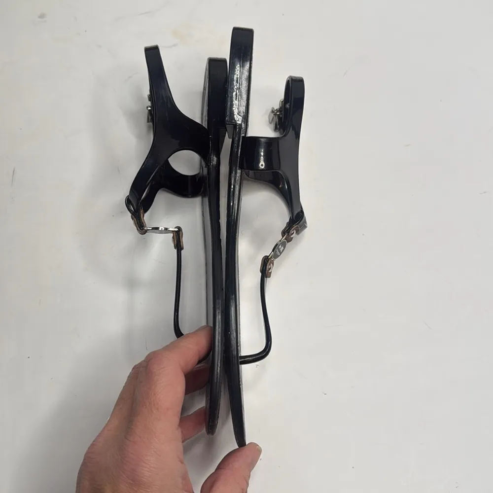 Coach Piccadilly Jelly A6307 Black Buckle T-Strap Thong Sandals S-258 Sz 8 - Image 3